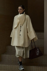 Rabbit-Ear Collar Bat-Sleeve Coat