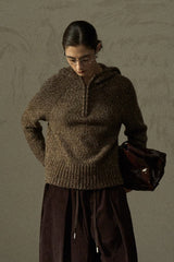 Semi-Turtleneck Beaded Pullover Sweater