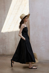 Shirred Strap Maxi Dress