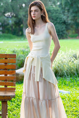 Strappy Drape Long Skirt