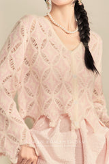 Cut-Out Woven Loose Cardigan