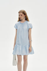 Round Neck Puff Sleeve Loose Dress