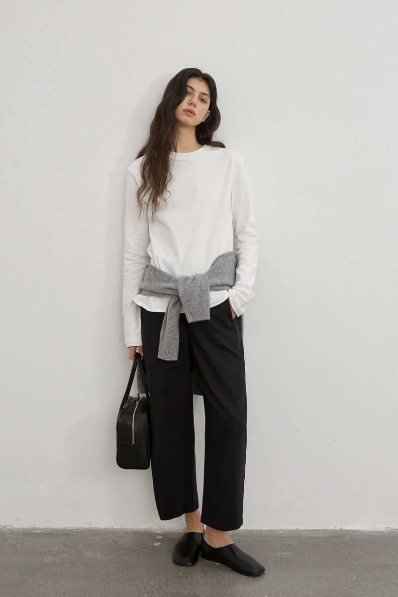 Split Seam Rolled Long Sleeve T-Shirt