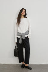 Split Seam Rolled Long Sleeve T-Shirt