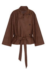 Stand-Up Collar Cropped Trench Coat
