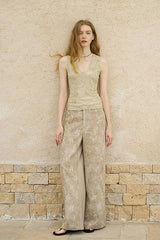 Cut-Out Panelled Straight-Leg Trousers
