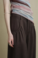 Pleated Wide-Leg Slacks