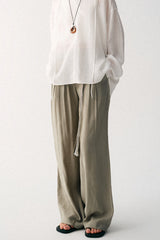 Hand-Braided Rope Waist Wide-Leg Pants