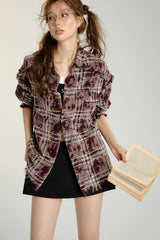 Tie-Dye Tassel Check Long-Sleeved Shirt