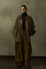 Glossy Padded Shirt Jacket