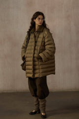 Cozy Collarless Quilted Down Jacket