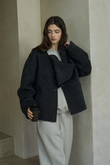 Scarf Collar Reversible Tweed Jacket