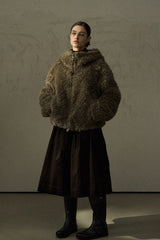 Curly Hooded Plush Jacket