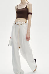 High-Waisted Wide-Leg Floor-Mopping Pants