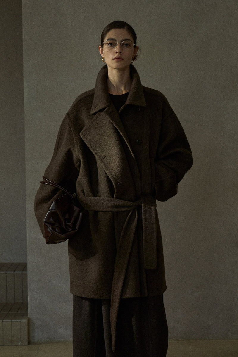 Double Placket Stand-Up Collar Woolen Jacket