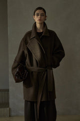 Double Placket Stand-Up Collar Woolen Jacket