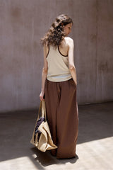 Pleated Wide-Leg Casual Pants