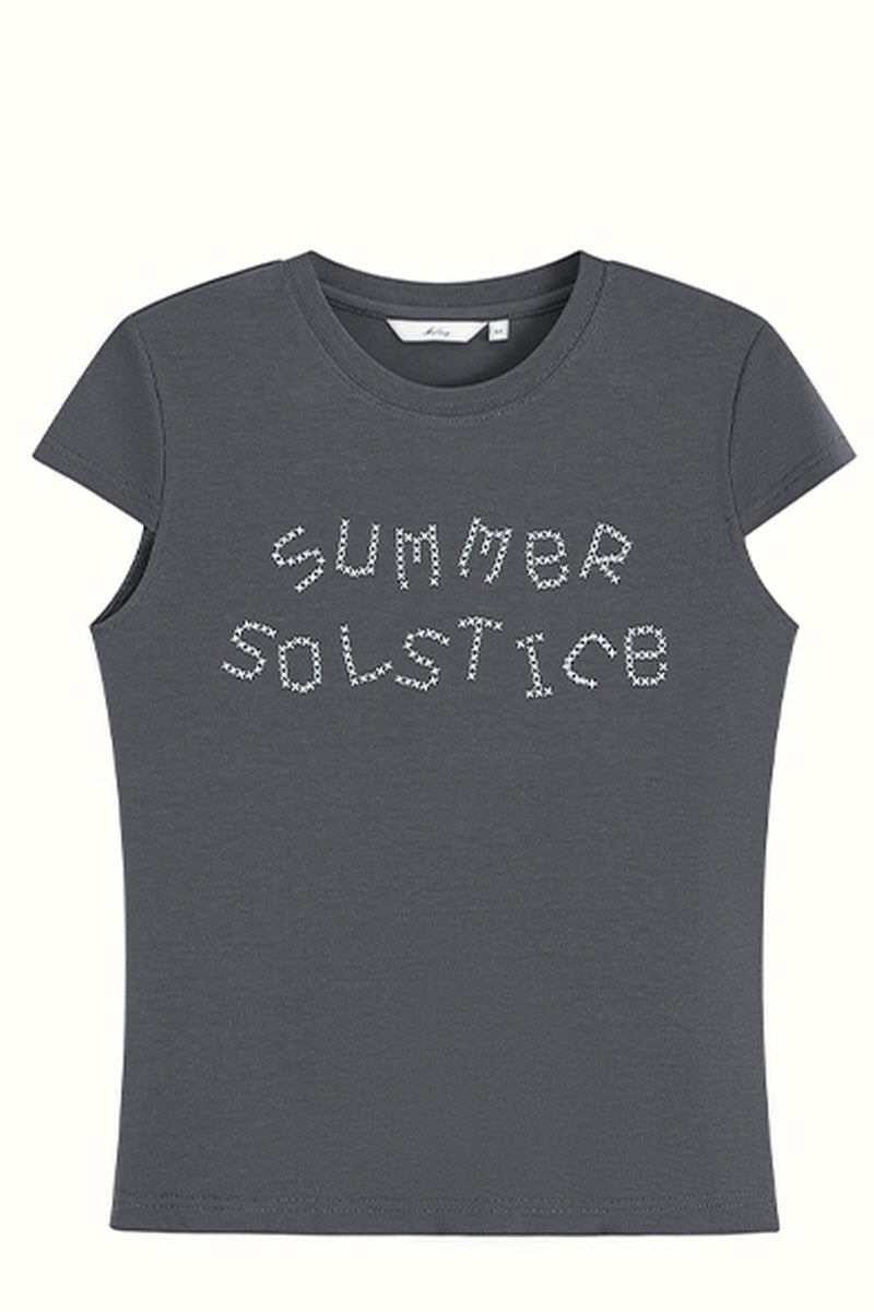 Alphabet Print Slim Fit Cap Sleeve T-Shirt