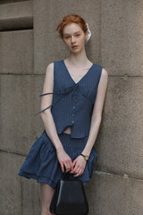 Bow Tie V-Neck Sleeveless Top