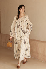 French Botanical Print Loose Shirt