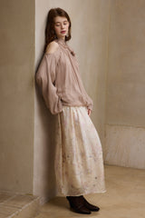 Shaved Shoulder Strap Flower Bud Top