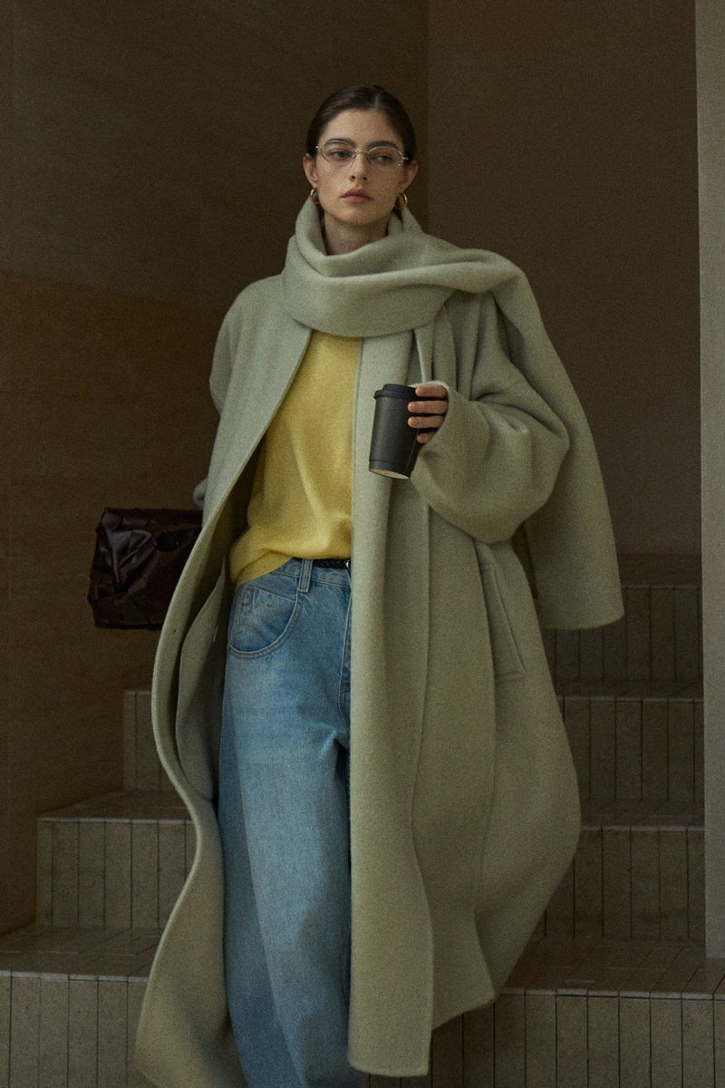 Oversized Tweed Wool Scarf