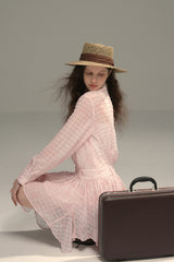 Pleated Check Flare Shirt Dress