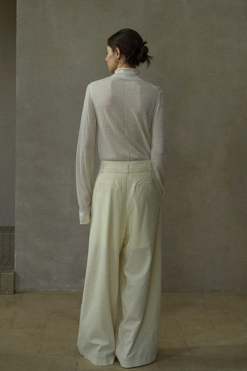 Diagonal Placket Lace-Up Slacks