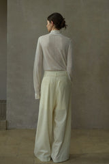 Diagonal Placket Lace-Up Slacks