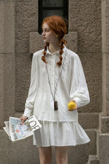 Slouchy Long Sleeve Shirt Skirt Set