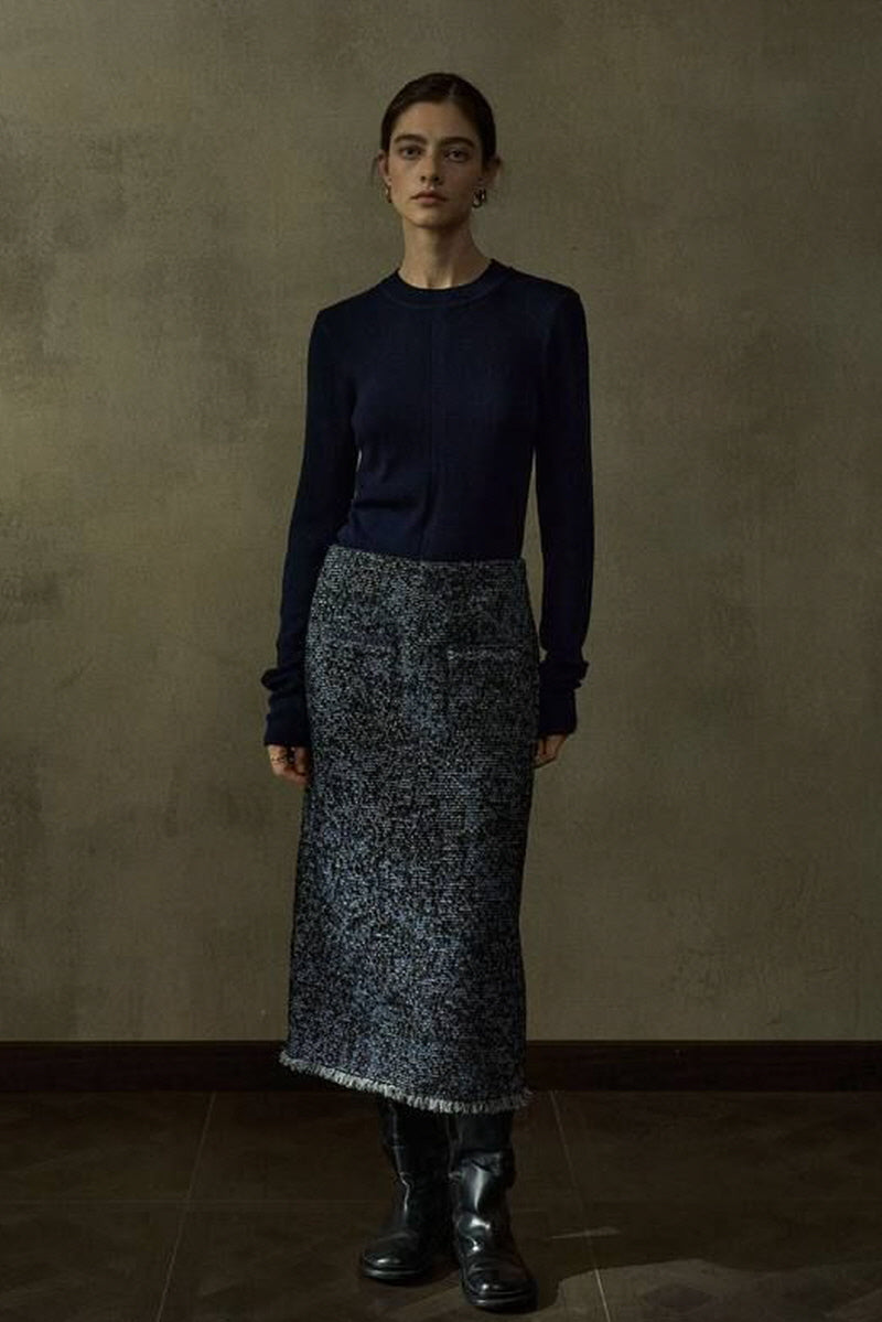 Jacquard Pattern Tweed Skirt