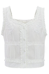Vintage Rose Embroidery Cropped Vest