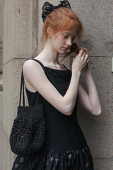 Beaded Spliced Slip Dress