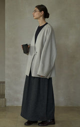 Horn Button V-Neck Reversible Duffle Jacket