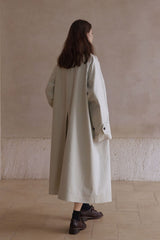 Waist-Textured Long Trench Coat