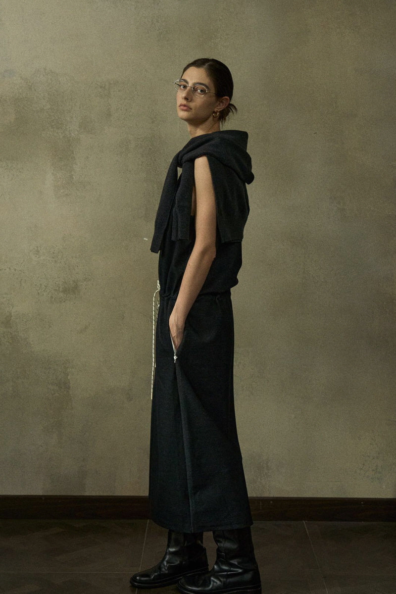Contrast Waist Rope Vest Dress