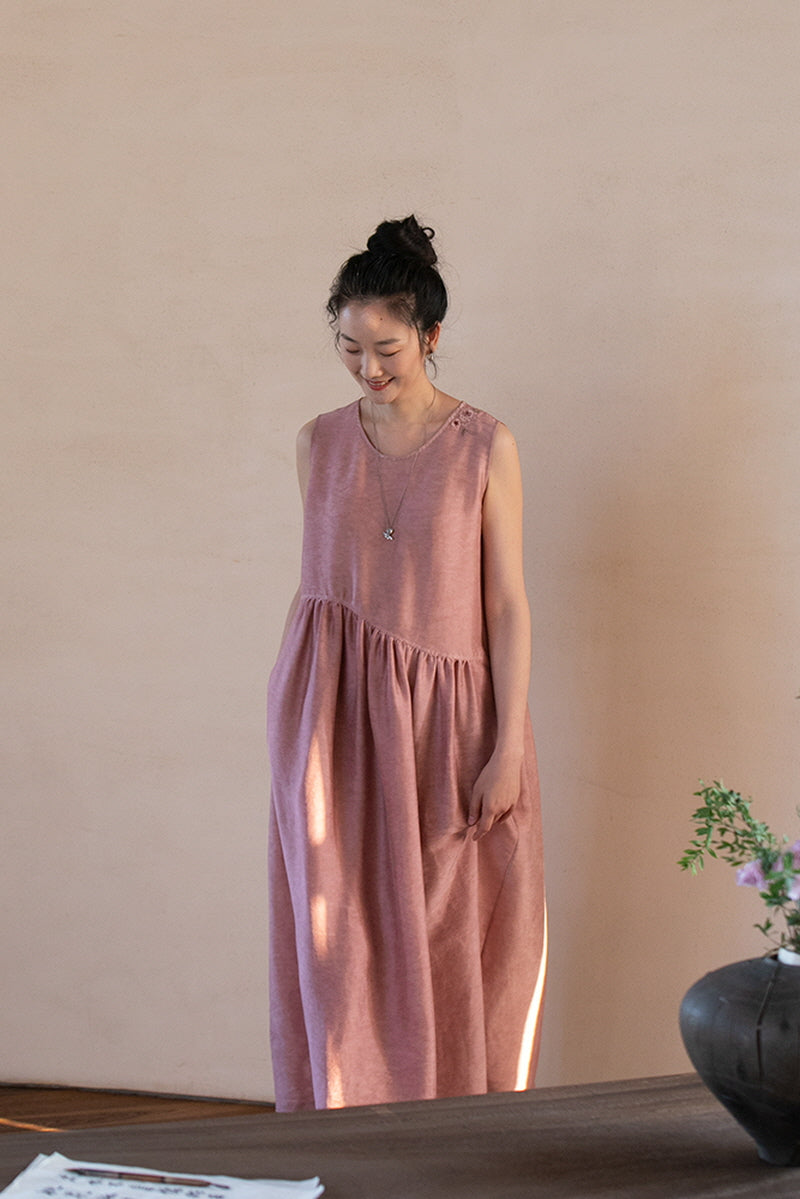 Embroidered Side-Slit Loose Dress
