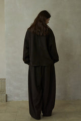 Sheer-Gauze Pullover Sweatshirt