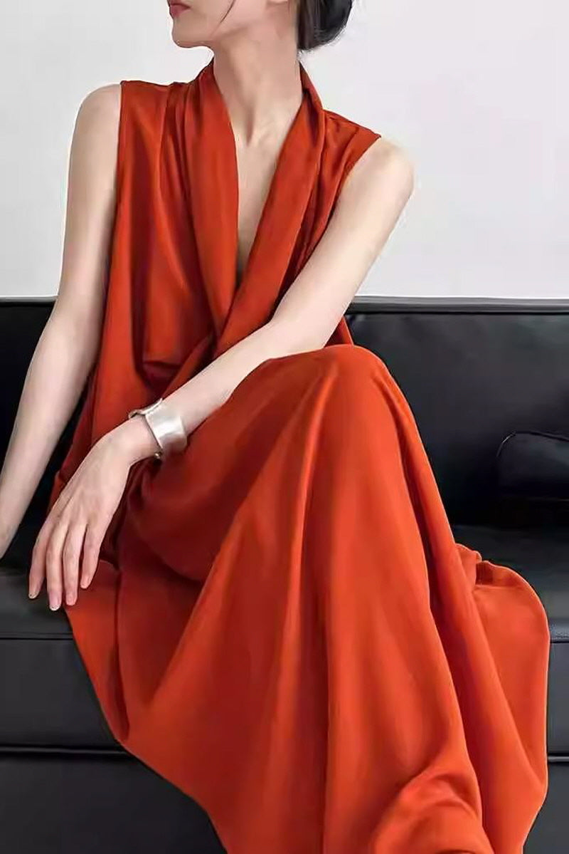 Irregular Sleeveless Goddess Long Dress