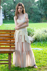 Strappy Drape Long Skirt