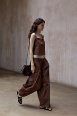 Pleated Wide-Leg Casual Pants