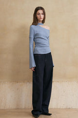 Slouchy Streamer Off Shoulder Knit Top