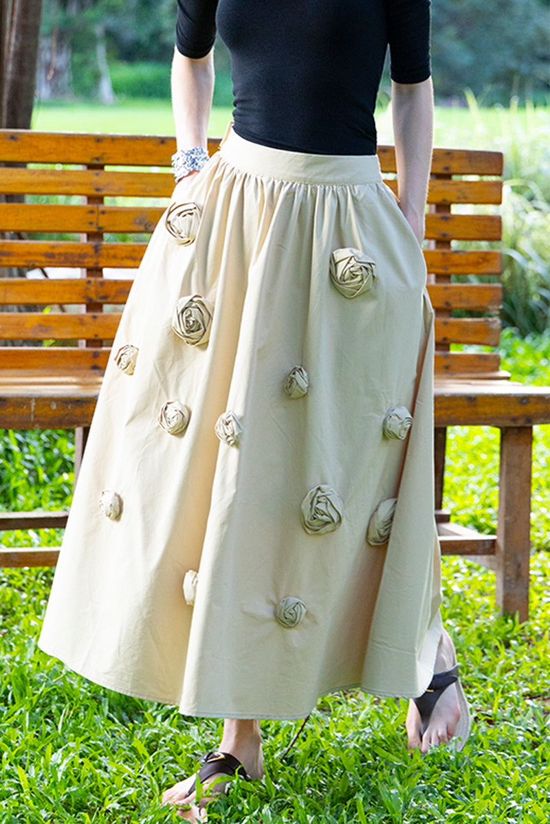 Three-Dimensional A-Line Long Skirt