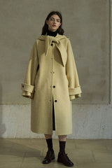 Hooded-Scarf Patch-Pocket Coat