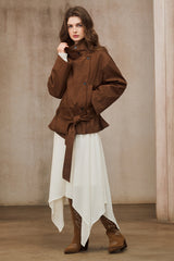 Stand-Up Collar Cropped Trench Coat