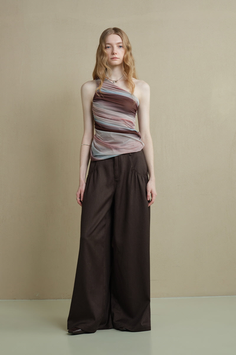 Pleated Wide-Leg Slacks