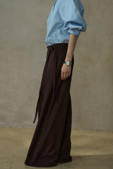 Diagonal Placket Lace-Up Slacks