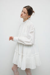 Sheer Pleated Midi Cardigan Dress