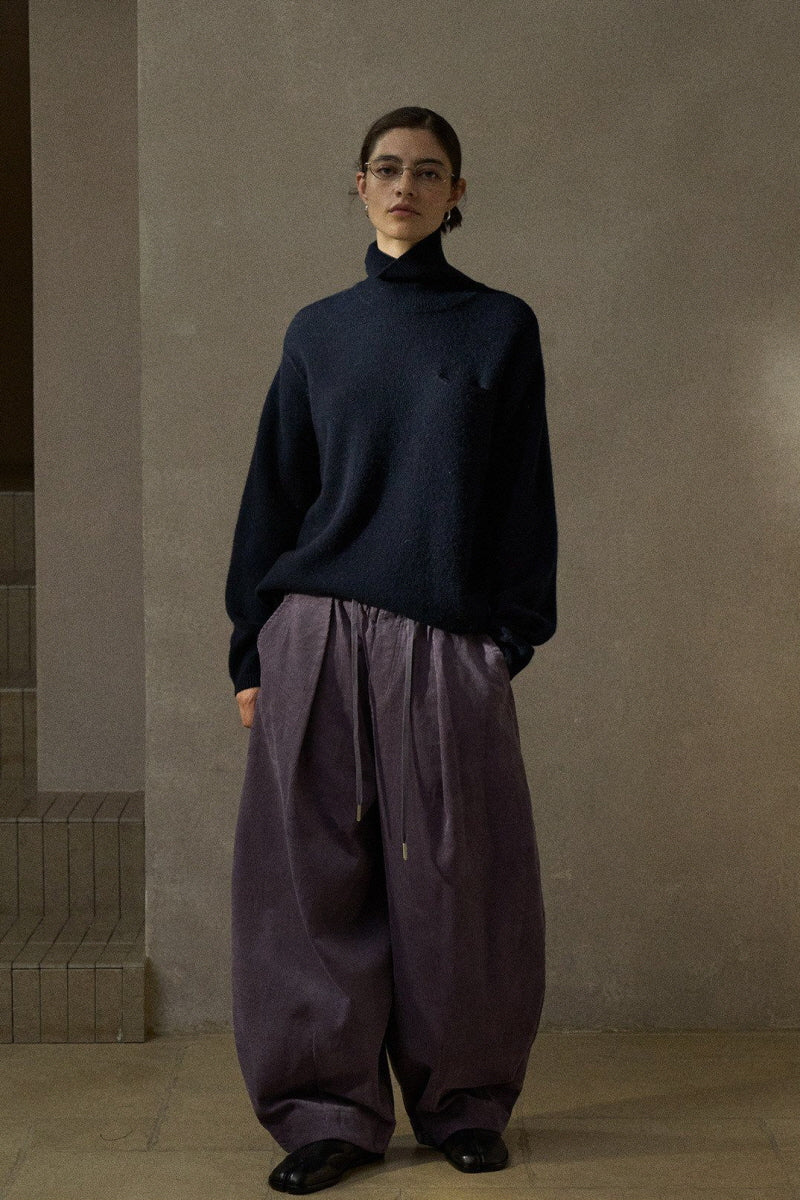 Drawstring Loose-Leg Slacks