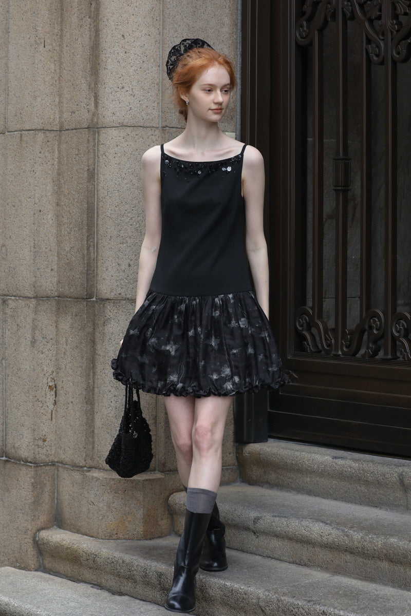 Beaded Spliced Slip Dress
